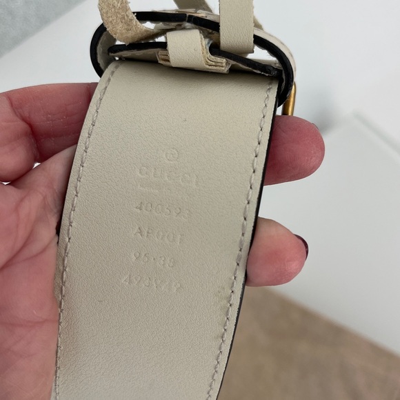 AUTHENTIC Gucci GG Marmont Wide Belt White Ivory Leather main image 9